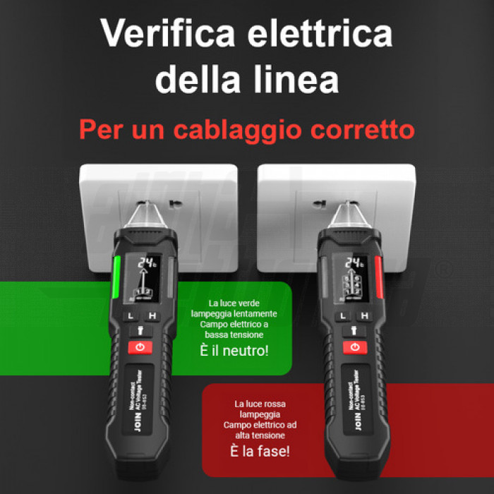 Cercafase Senza Contatto - Penna Rilevatore Tensione 12-1000V, Con Torcia E Allarme