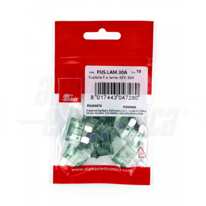 Maxi fusibile piatto per auto 30amp 32v 29mm colore verde Amfma-30a