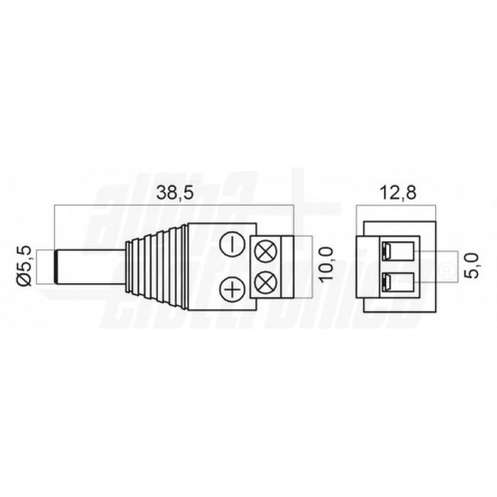 10x Connettori DC 2,1x5,5 Mm Con Morsetti A Vite - Adattatori Per Alimentatori, Es. S484