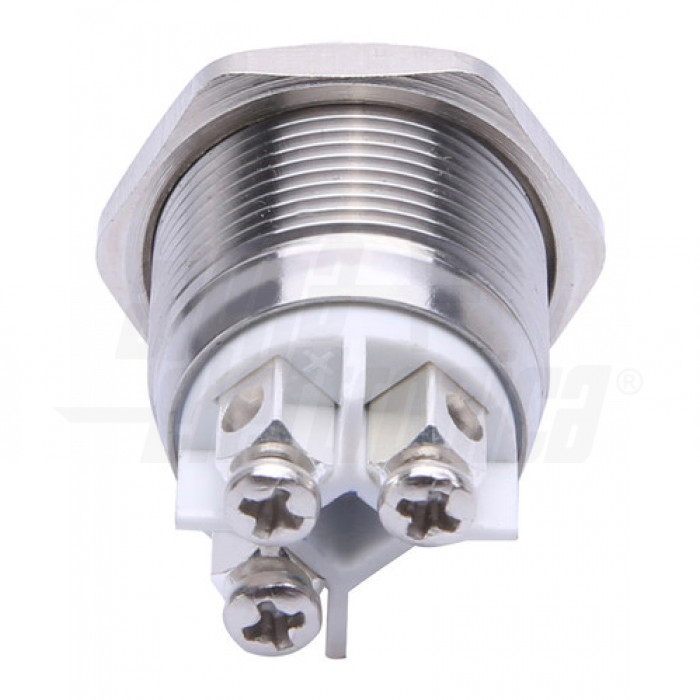 Pulsante Antivandalo Metallico 16mm IP67 - Momento 1NO, Acciaio Inox Piatto