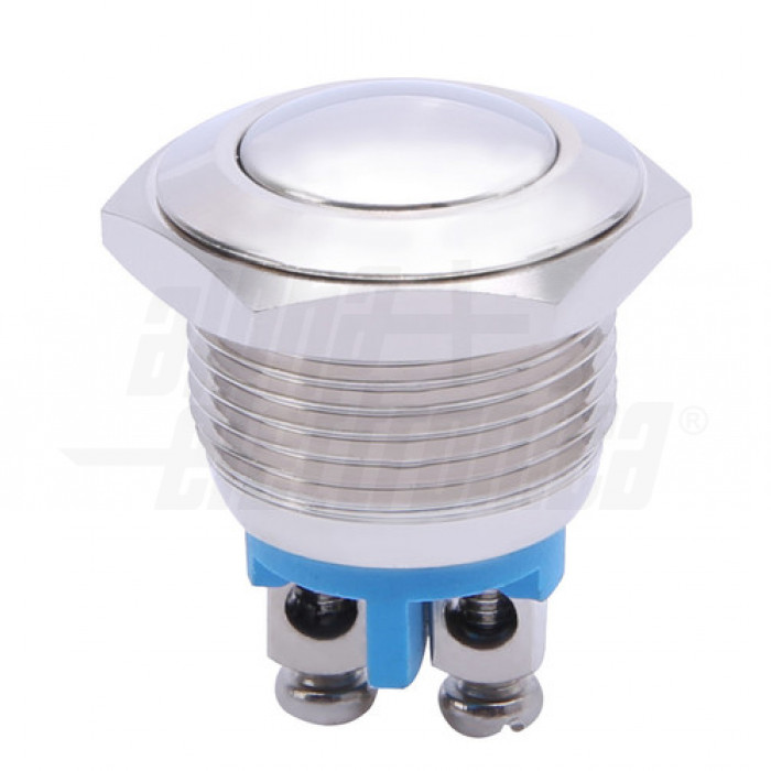 Pulsante Momentaneo 19mm | Impermeabile IP65 | Acciaio Inossidabile | 2Pin N/O | 3A-5A | Per Auto, Barche, Industria