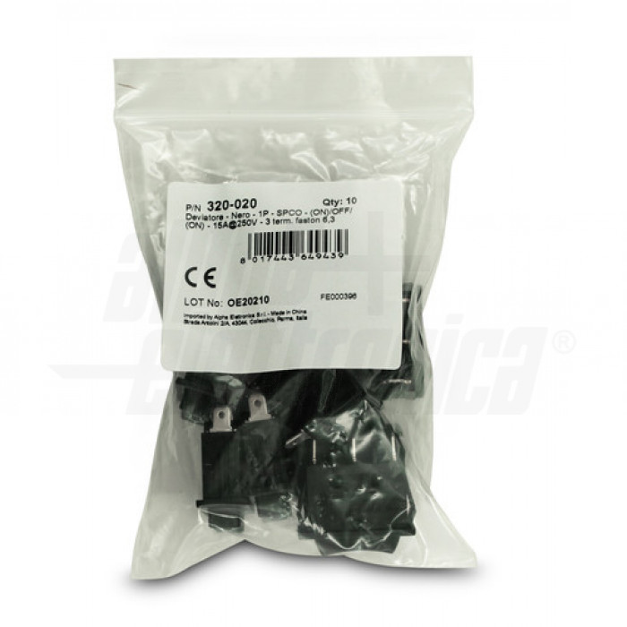Deviatore A Bilanciere 3 Posizioni (ON)/OFF/(ON) - SPCO 6A 250V Con Cappuccio IP65 Per Moto E Tapparelle