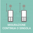 Misura Singola o Continua? La Scelta è Tua! | Misurazione Singola: Perfetta per misurazioni rapide e precise di singole distanze. Ideale per lavori veloci e misurazioni spot. Misurazione Continua: Ottieni una lettura continua e in tempo reale della distanza mentre muovi il distanziometro. Perfetta per trovare la distanza minima o massima, per misurazioni dinamiche o per tracciare linee.