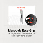 Regolazioni rapide | Le manopole Easy-Grip rendono semplici le operazioni di regolazione e bloccaggio rapidi, utilizzabili anche con grandi display installati sul supporto.