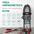 Pinza Amperometrica Digitale Multifunzione | Strumento ad alte prestazioni per misurare tensione AC/DC, corrente AC, resistenza, frequenza e altro, con design robusto e sicuro.
